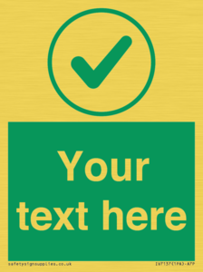 Custom green background, green tick in circle sign